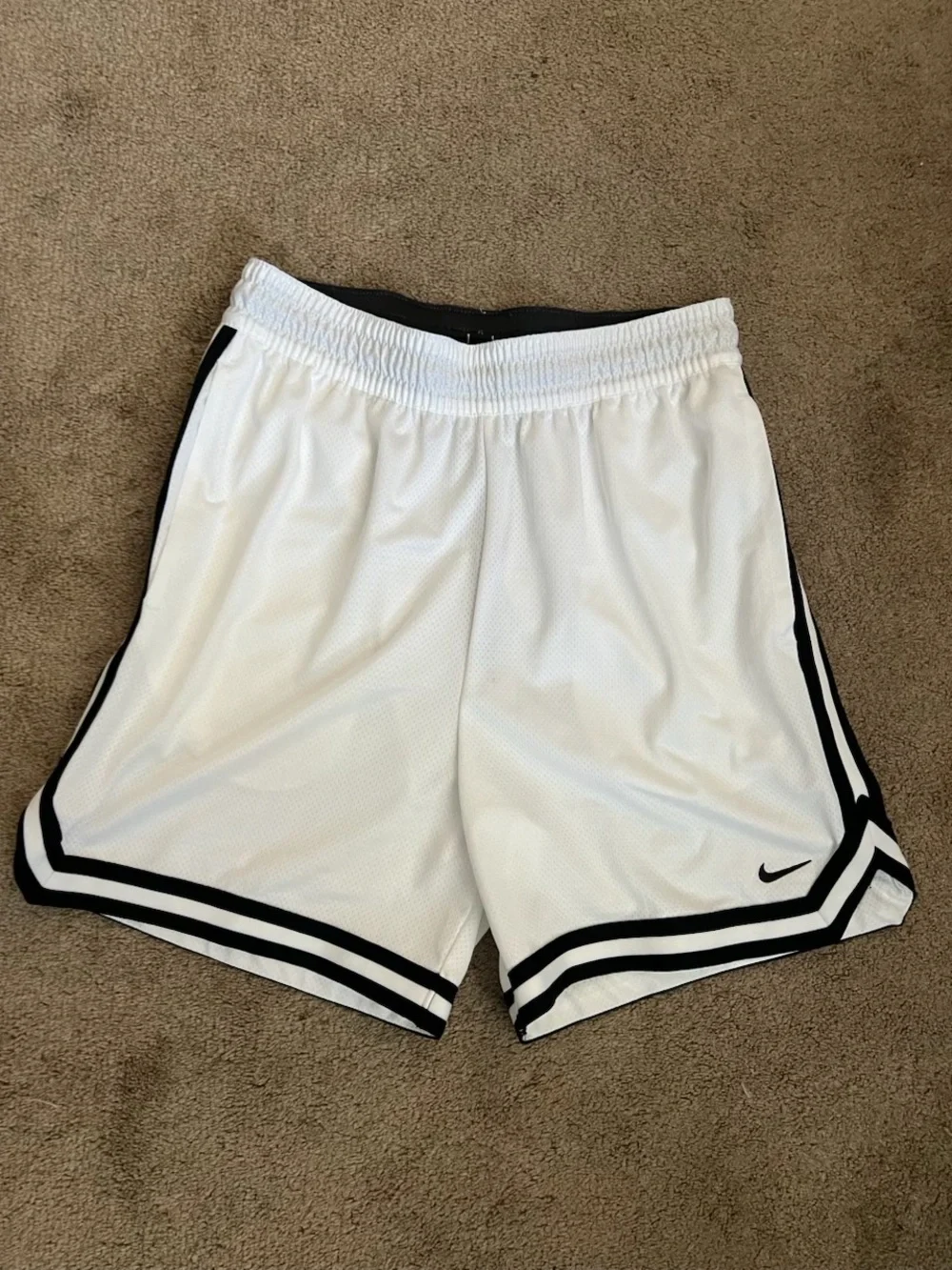 Nike Men’s White Athletic Shorts with Black Trim